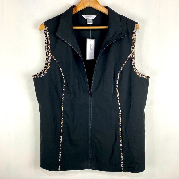 Christopher & Banks Animal Print Trim Vest Jacket Windbreaker Size Large (NWT) - Picture 1 of 5